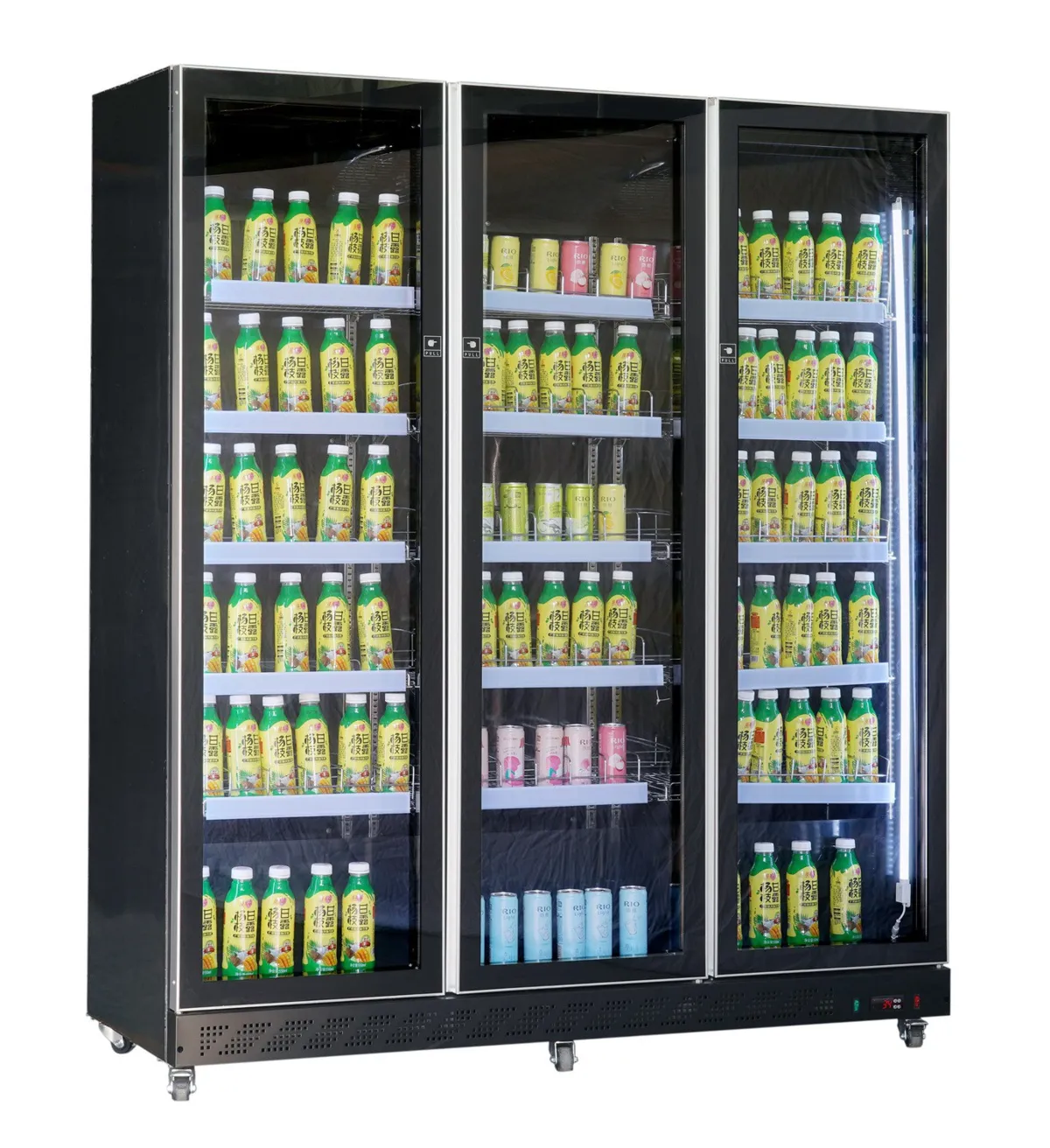Vitrine Réfrigérée à Boissons 3 Portes Vitrées Noir 1173 L