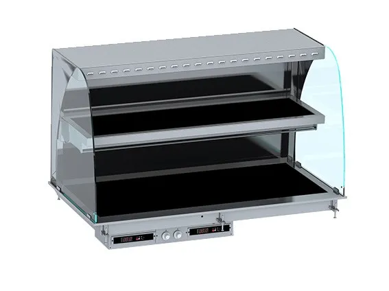 Vitrine Chauffante Bombée Drop-In avec Plaque Vitrocéramique - L 1440 x P 720 mm