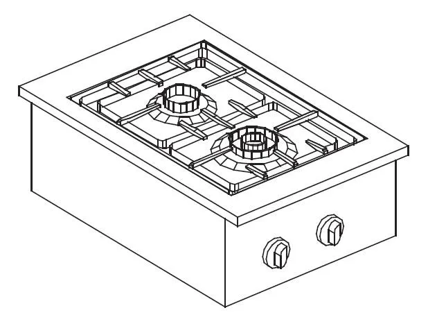 Cuisinière à Gaz Drop-In - 2 Brûleurs - 7000 W