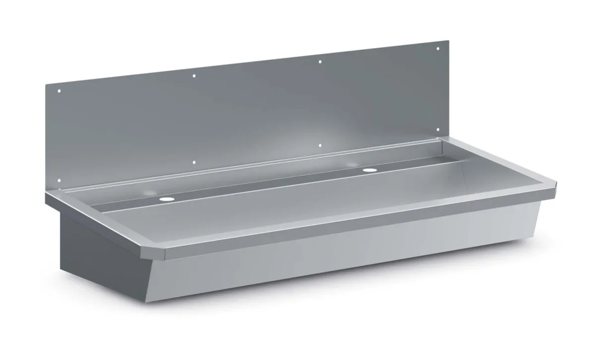 Evier Inox avec Bouchon de Vidange et Couvecle Anti-éclaboussures - L 1200 x P 468 mm