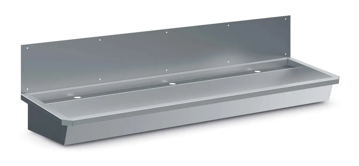 Evier Inox avec Bouchon de Vidange et Couvecle Anti-éclaboussures - L 1800 x P 468 mm