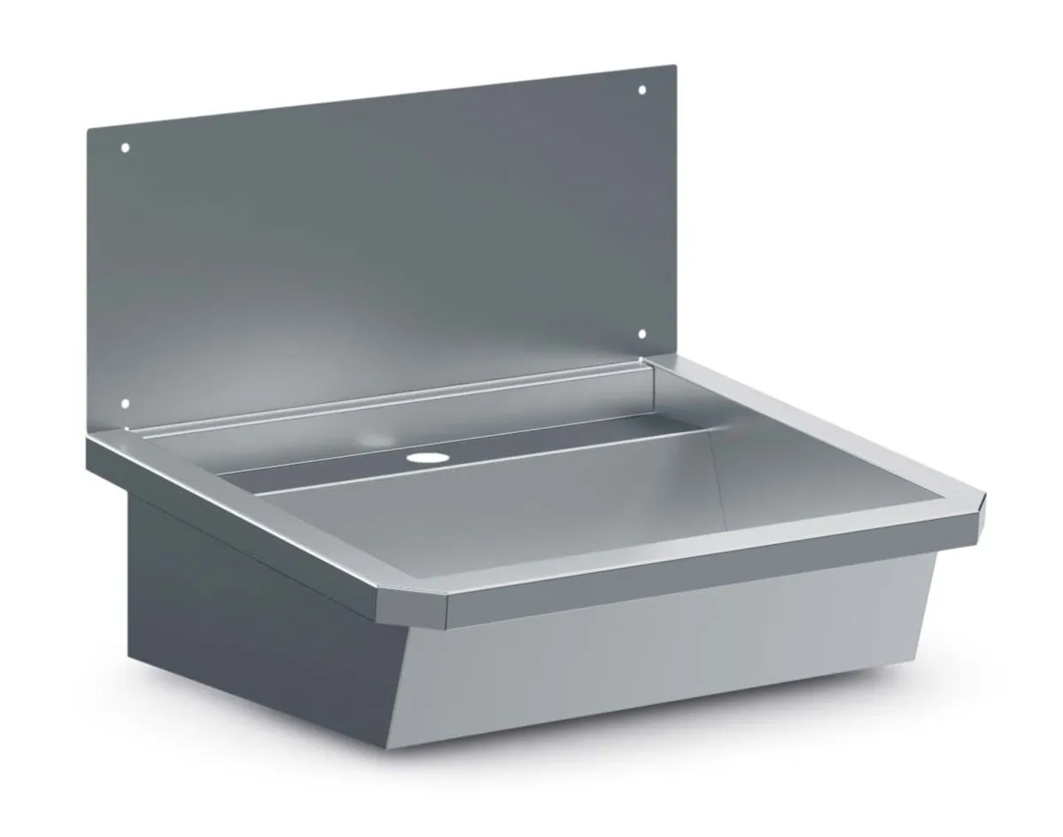 Evier Inox avec Bouchon de Vidange et Couvecle Anti-éclaboussures - L 600 x P 468 mm