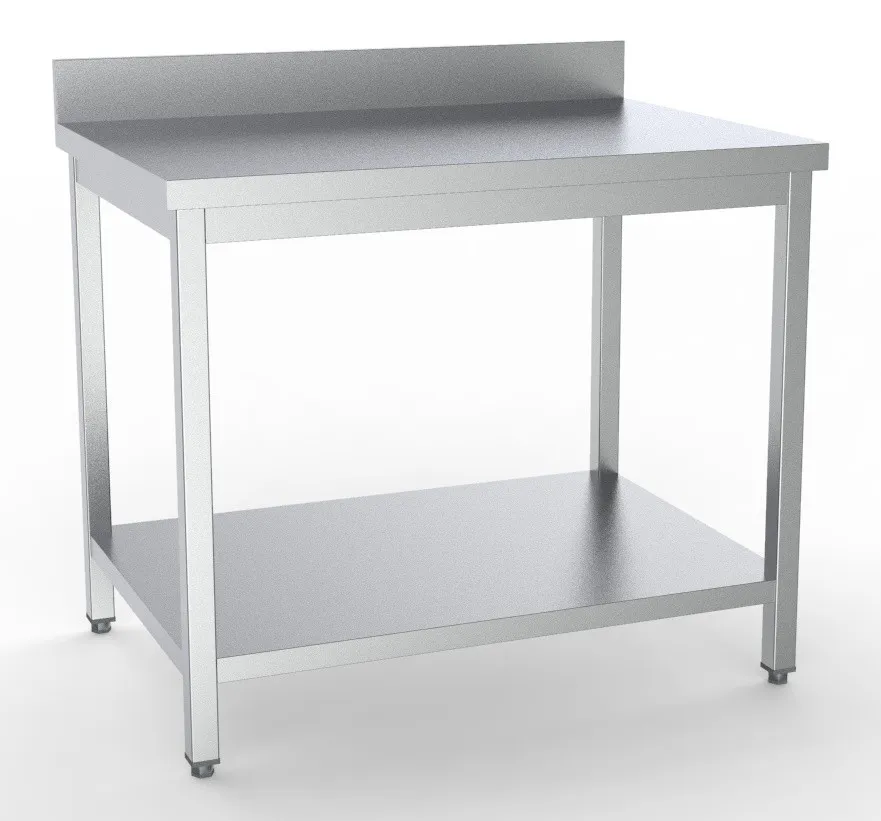 Table Inox avec Dosseret et Etagère - L 1200 x P 700 mm