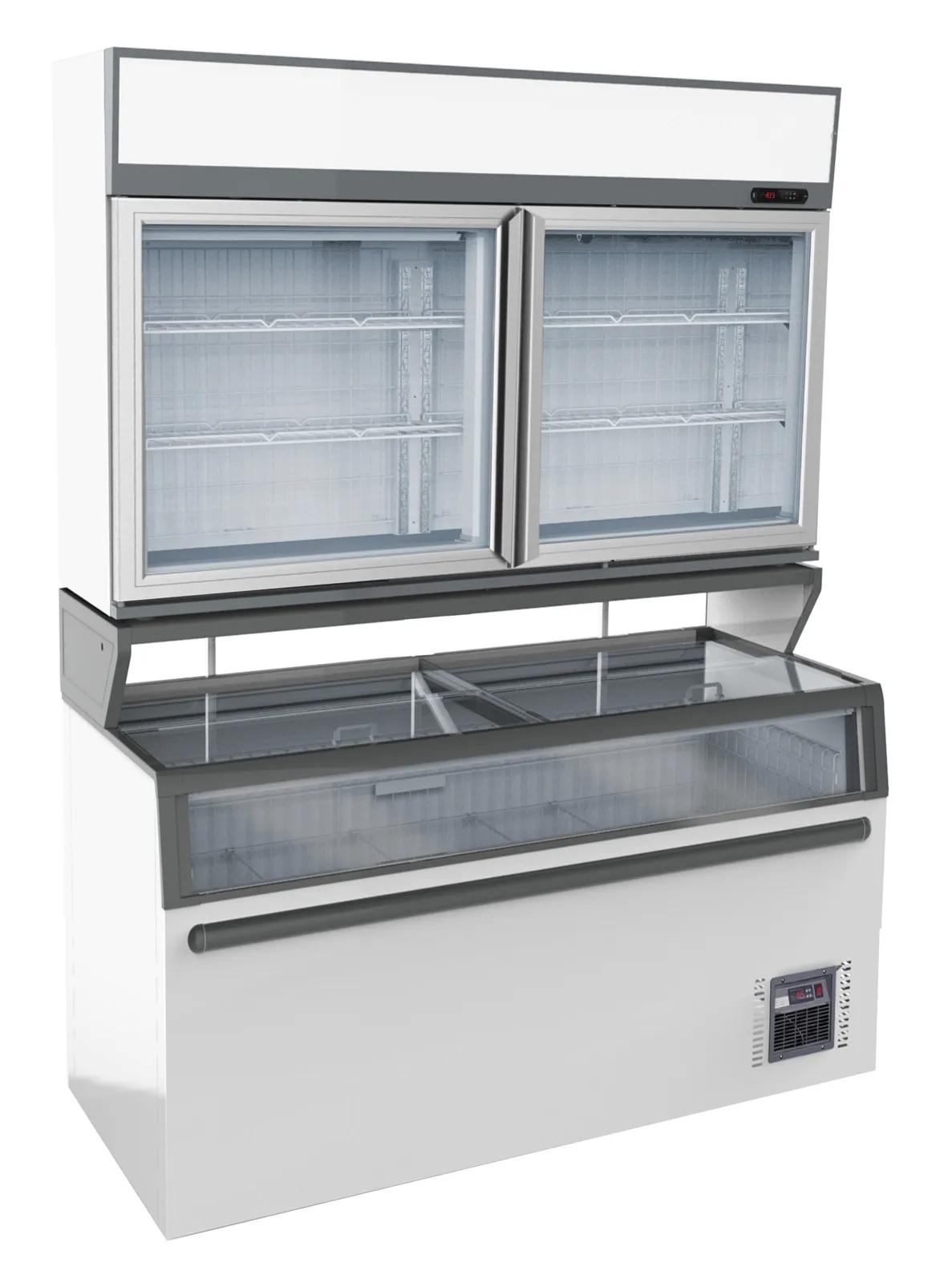 Vitrine Murale et Bahut de Supermarché Blanc - 948 L