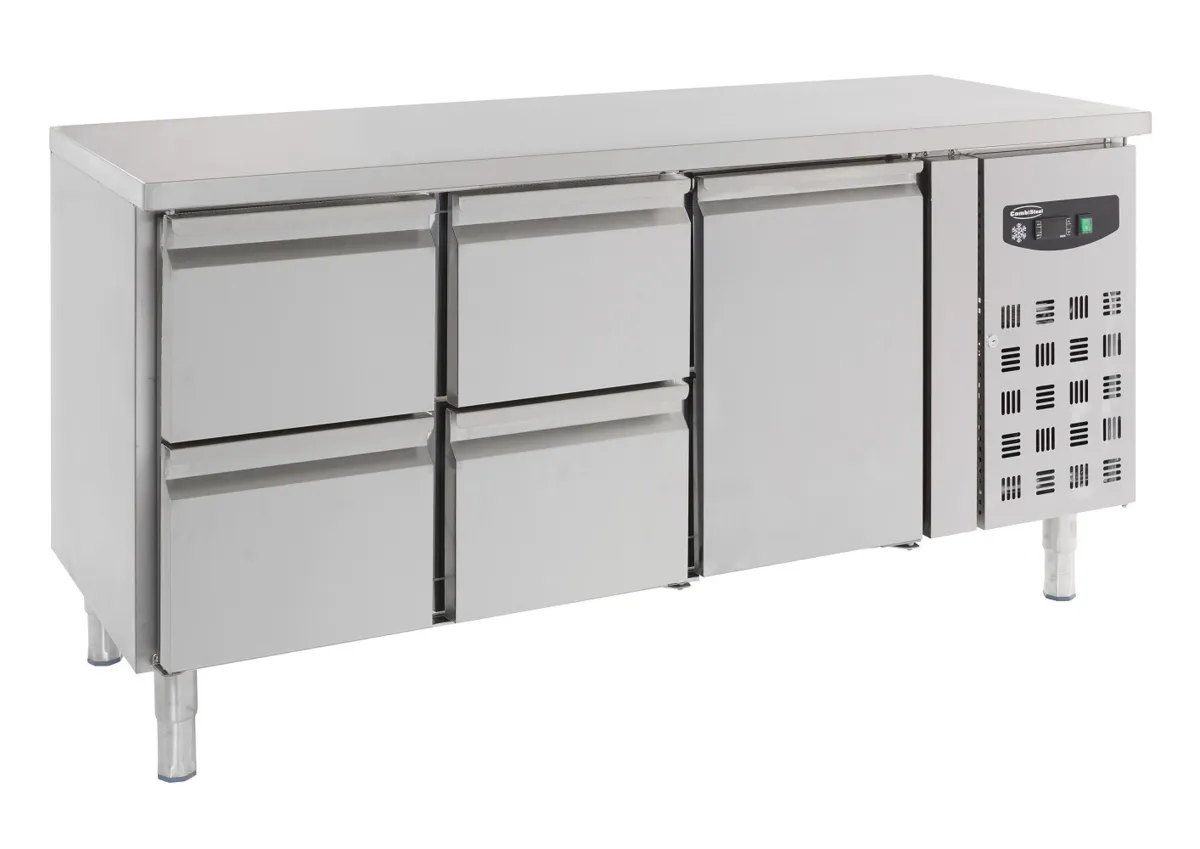 Table Réfrigérée Positive GN 1/1 à 1 Porte et 4 Tiroirs - 417 L