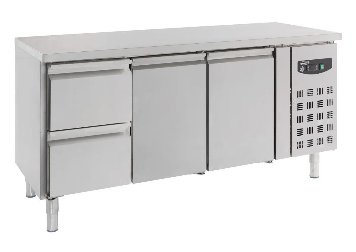 Table Réfrigérée Positive GN 1/1 à 2 Portes et 2 Tiroirs - 417 L