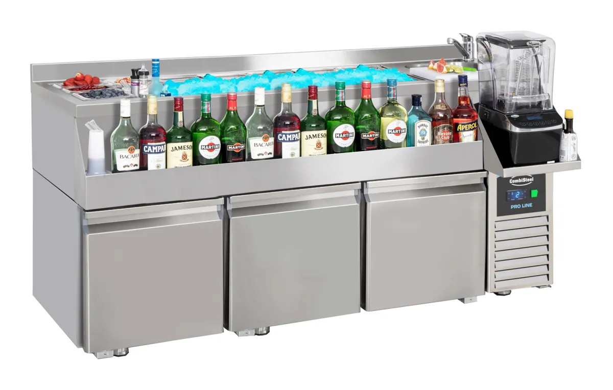 Table Réfrigérée 3 Portes avec Bar à Cocktails