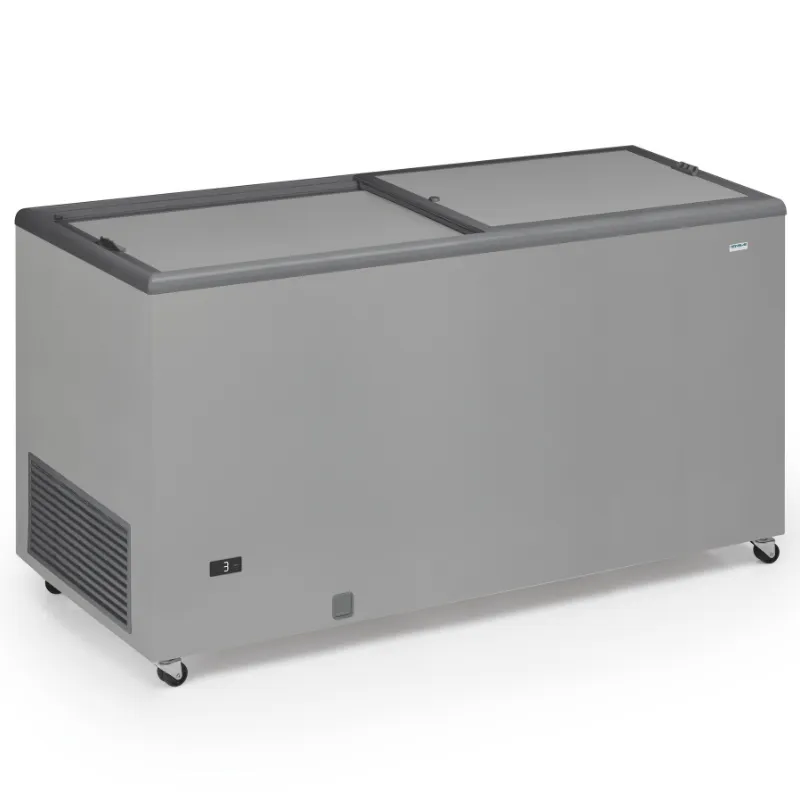 Congélateur Coffre Professionnel Aspect Inox et Couvercle Opaque - 500 L