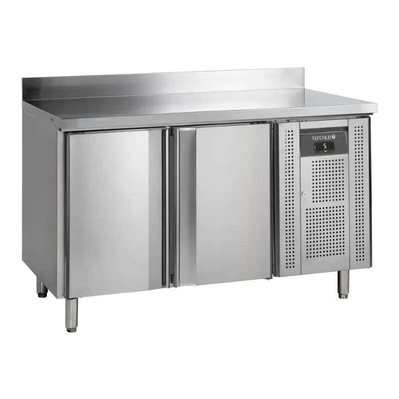 Table Réfrigérée en Inox avec Dosseret - 2 Portes - GN 1/1