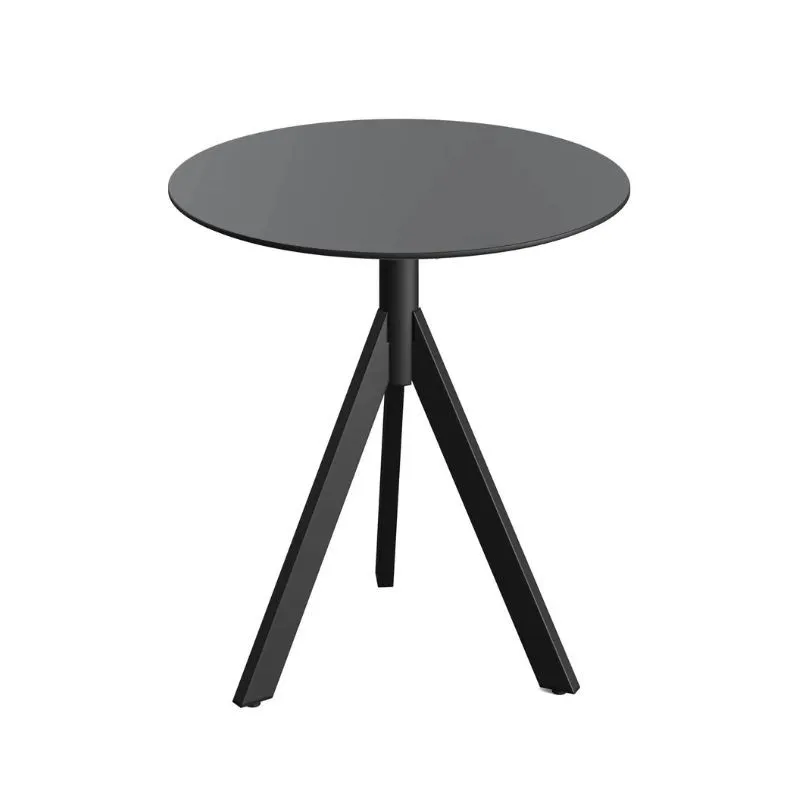 Table de Bistrot avec Piètement Noir Infinity Tripod et Plateau HPL Noir - Ø 70 cm
