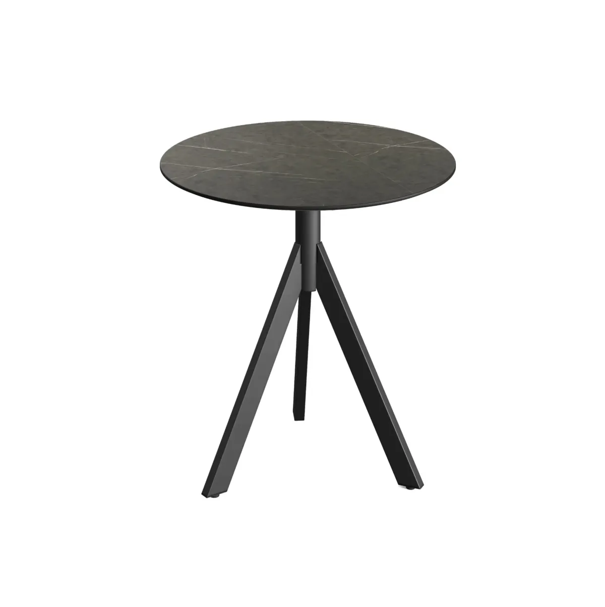 Table de Bistrot avec Piètement Noir Infinity Tripod et Plateau HPL Midnight Marble - Ø 70 cm
