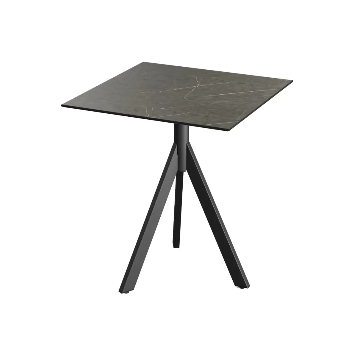 Table de Bistrot avec Piètement Noir Infinity Tripod et Plateau HPL Midnight Marble - 70 x 70 cm