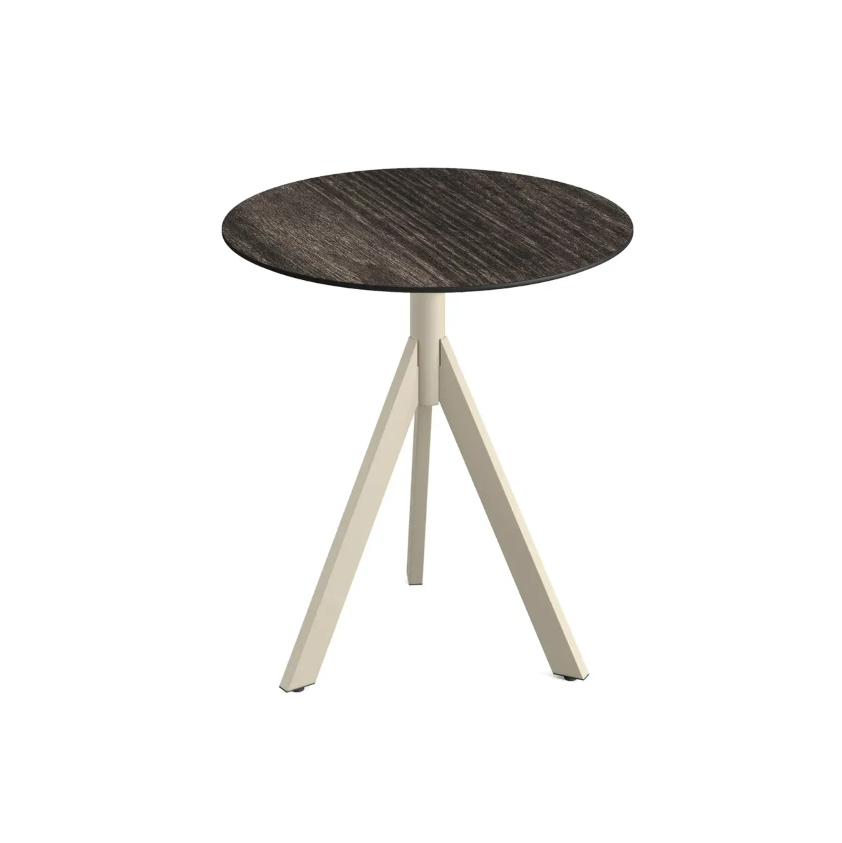 Table de Bistrot avec Piètement Sable Infinity Tripod et Plateau HPL Riverwashed Wood - Ø 70 cm