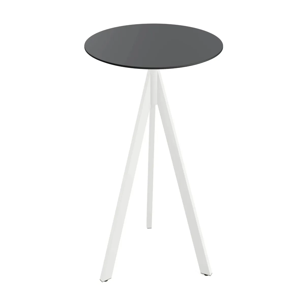 Mange-Debout Infinity Tripod avec Piètement Blanc et Plateau HPL Noir - Ø 70 cm