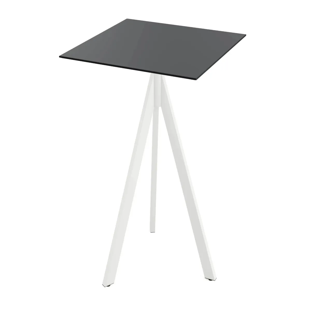 Mange-Debout Infinity Tripod avec Piètement Blanc et Plateau HPL Noir - 70 x 70 cm