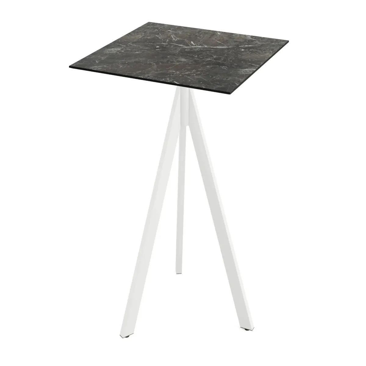 Mange-Debout Infinity Tripod avec Piètement Blanc et Plateau HPL Galaxy Marble - 70 x 70 cm