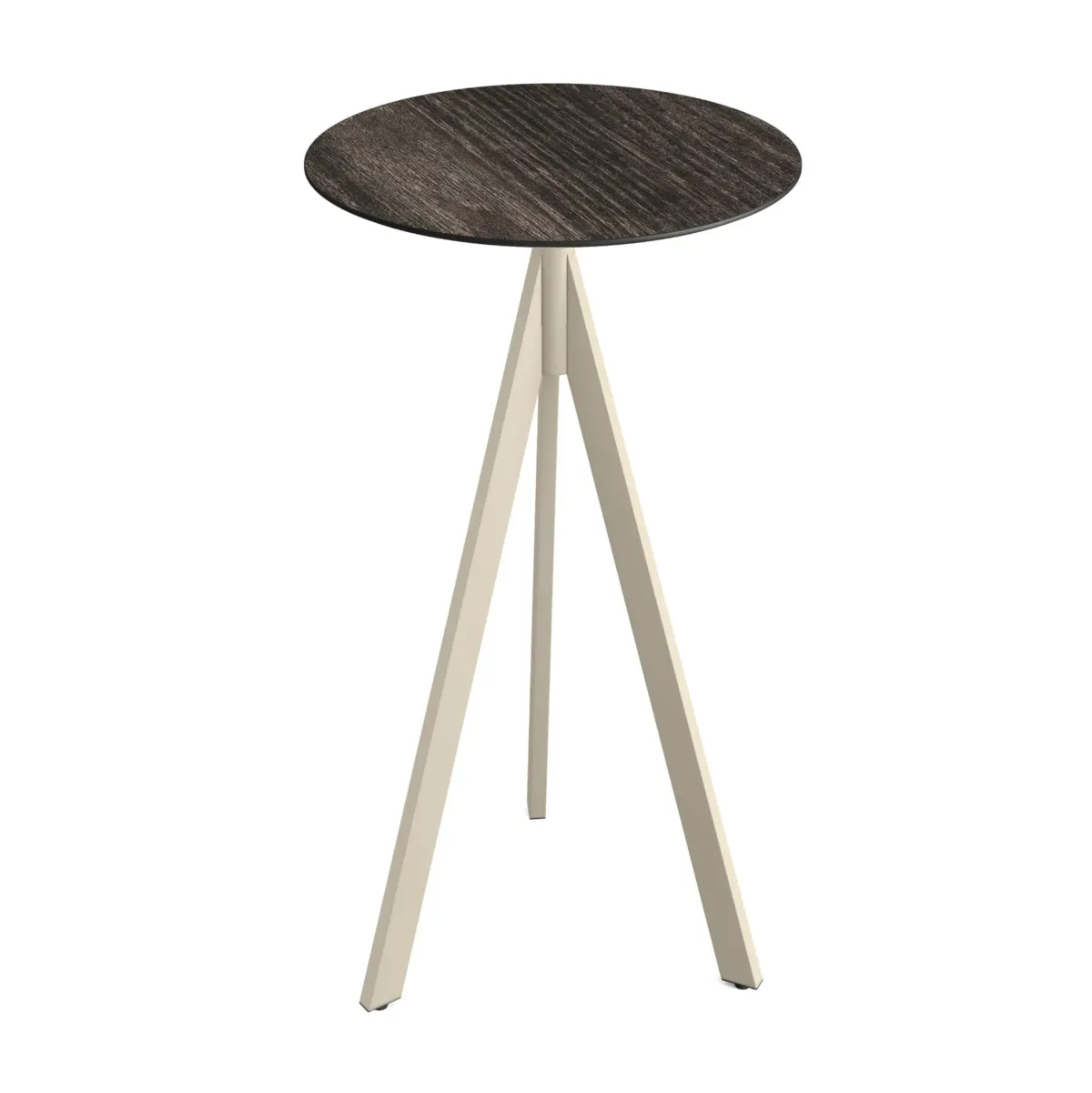Mange-Debout Infinity Tripod avec Piètement Sable et Plateau HPL Riverwashed Wood - Ø 70 cm