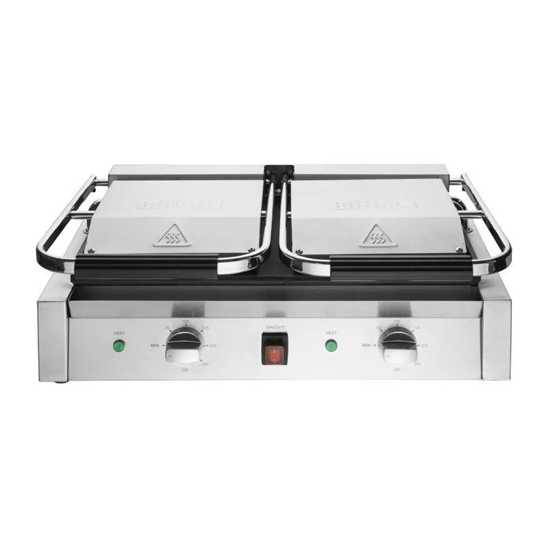 Grill De Contact Double Bistro Rainuré/Rainuré en Inox