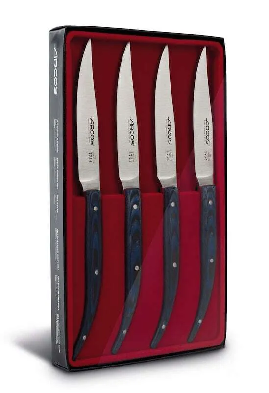 Coffret Couteaux à Steak 11 cm - Micarta Bleu