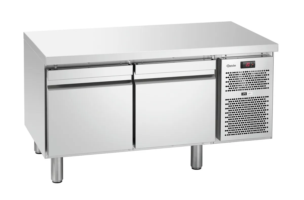 Table Réfrigérée Positive 2 Portes GN 1/1 avec Soubassement