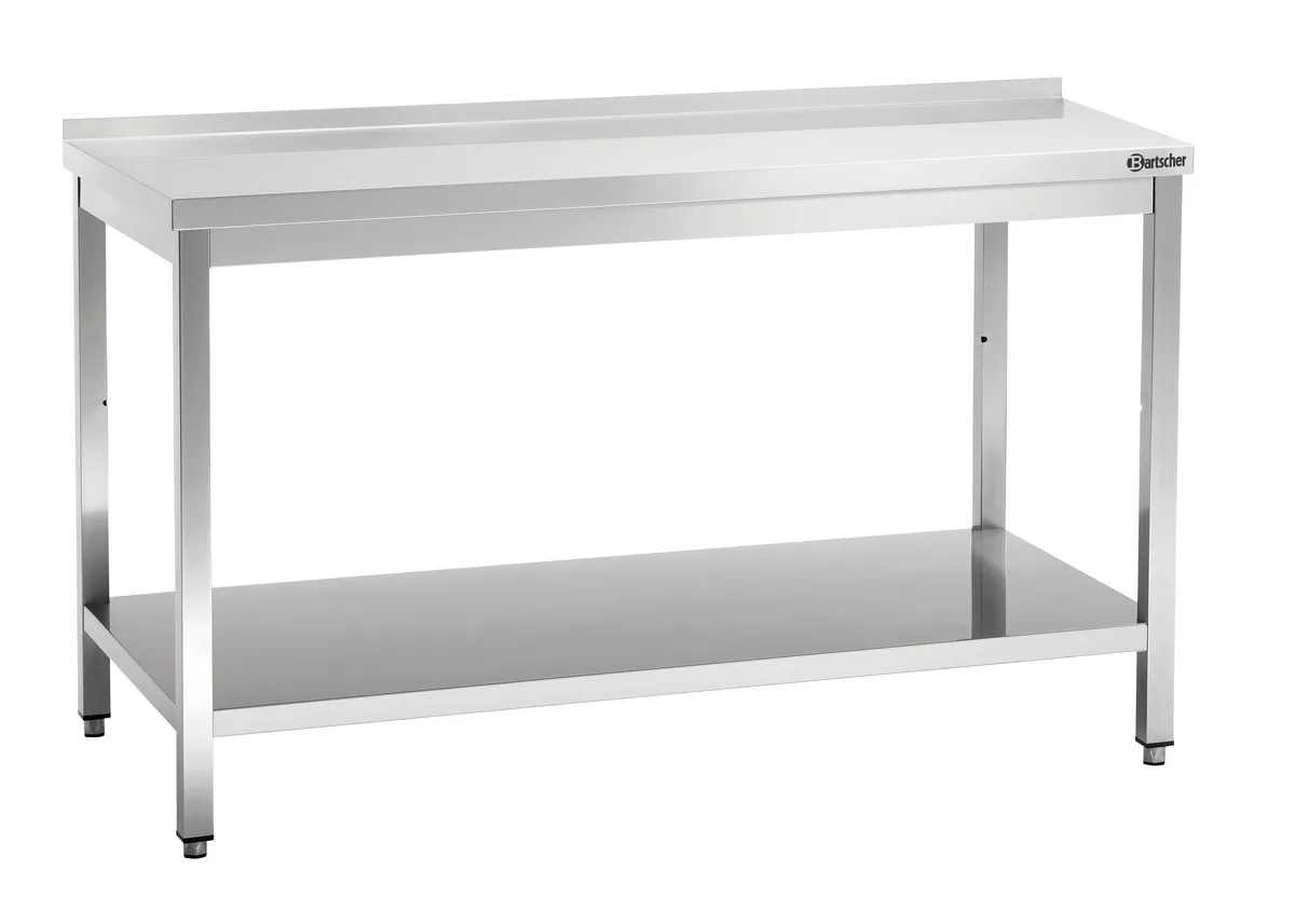 Table de Travail Inox avec Etagère Basse et Dosseret - P 700 mm - L 1600 mm