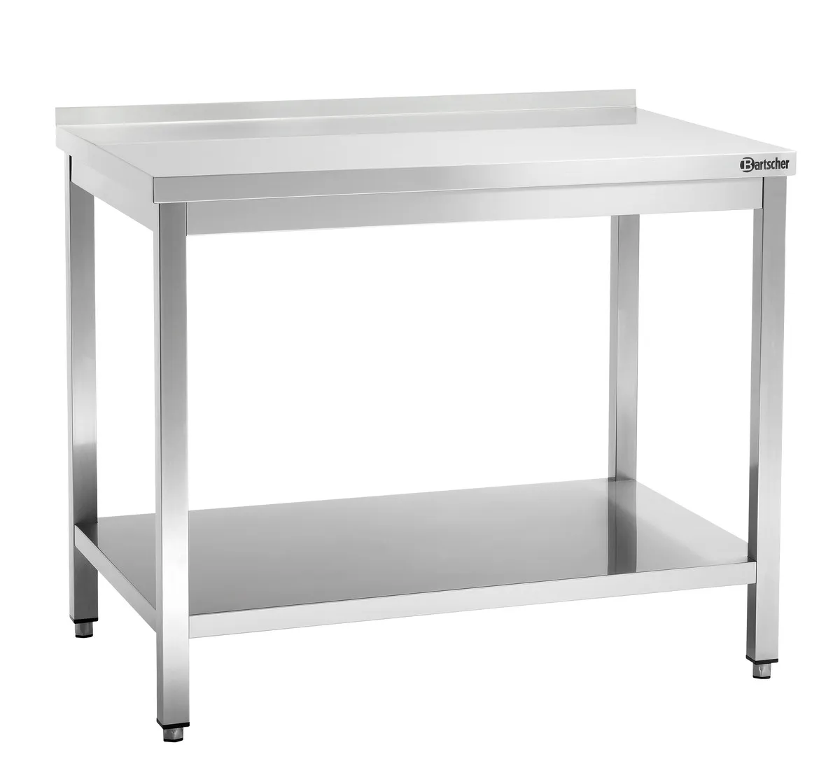 Table de Travail Inox avec Etagère Basse et Dosseret - P 700 mm - L 1000 mm