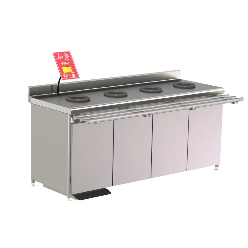 Meuble de Pré-Tri Sélectif avec Pesée 4 Portes, 4 TVO - Version Enfant - Vérins Inox