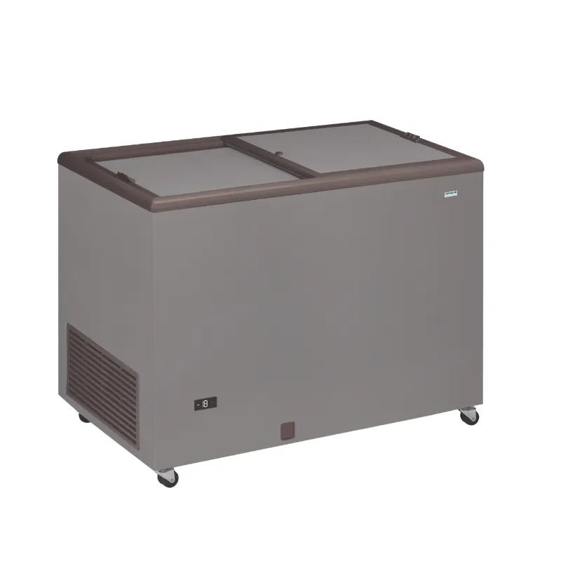 Congélateur Coffre Professionnel Aspect Inox et Couvercle Opaque - 400 L