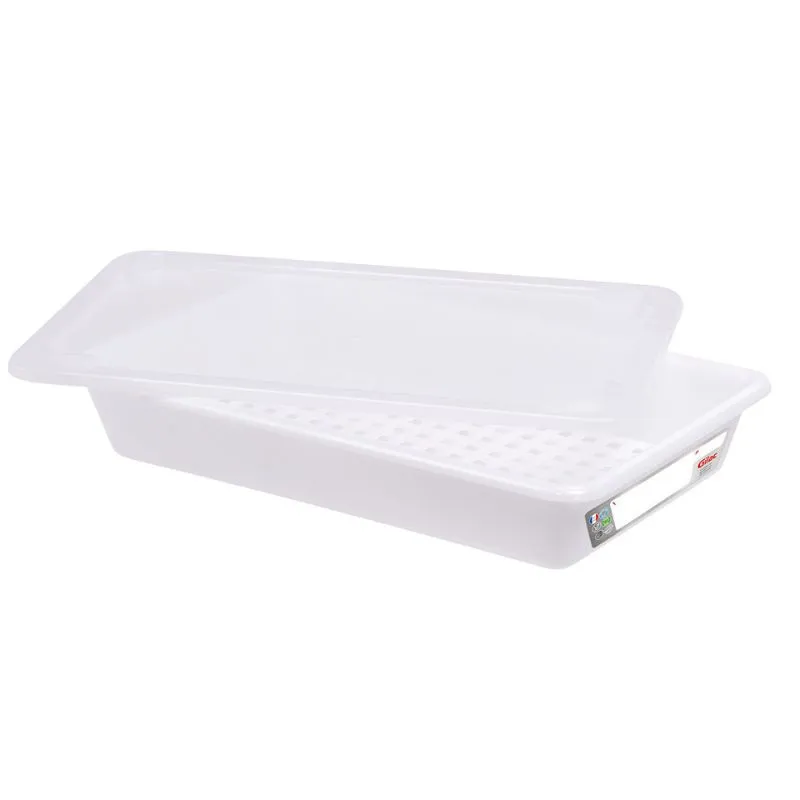 Bac Plat HACCP avec Couvercle et Grille - 5 L - Blanc