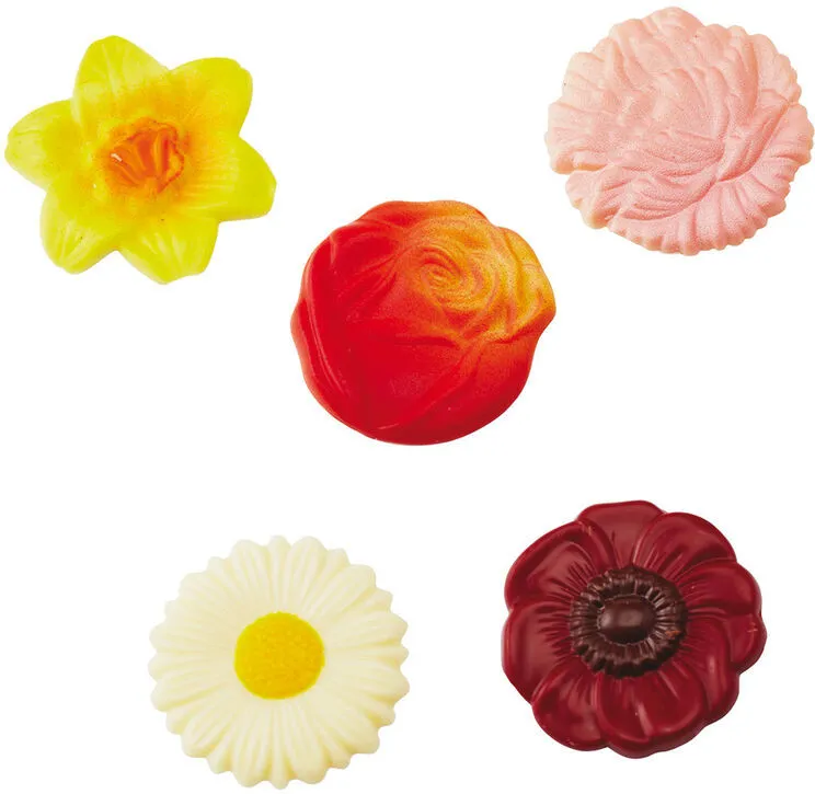 Plaque Décor pour Chocolat - Fleurs Assorties - 20 Empreintes