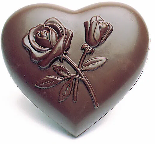 Plaque Coeur Décoré Fleurs en Chocolat - 4 Empreintes