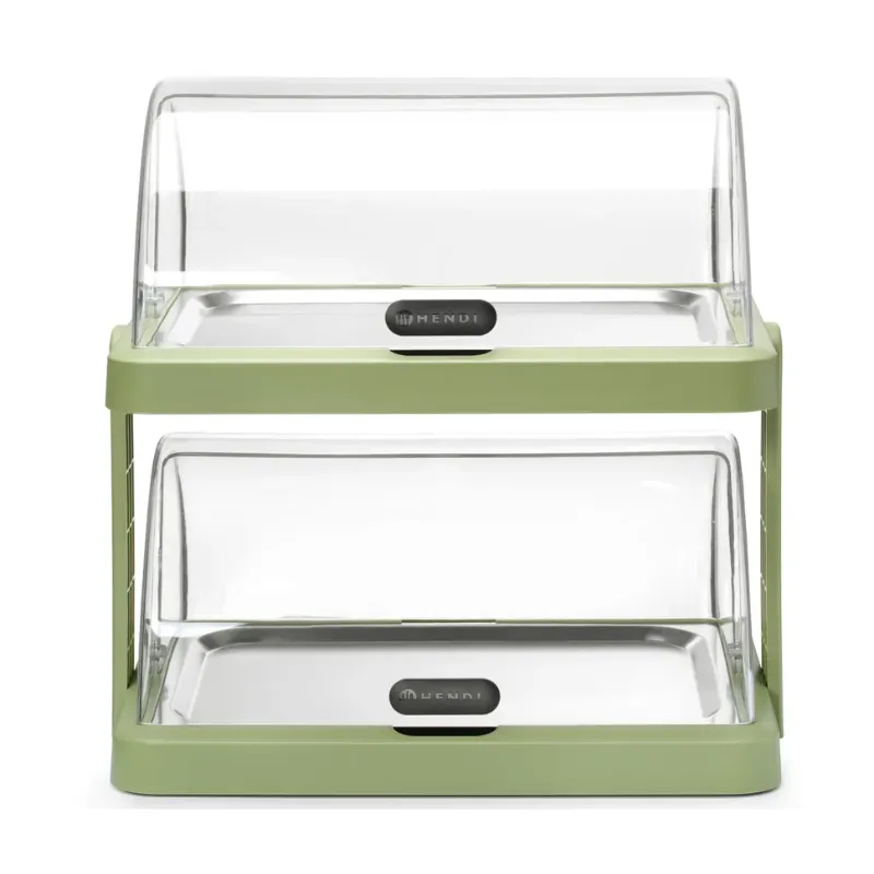 Vitrine Buffet à Couvercle Coulissant UNIQ - 2 Plateaux - Vert