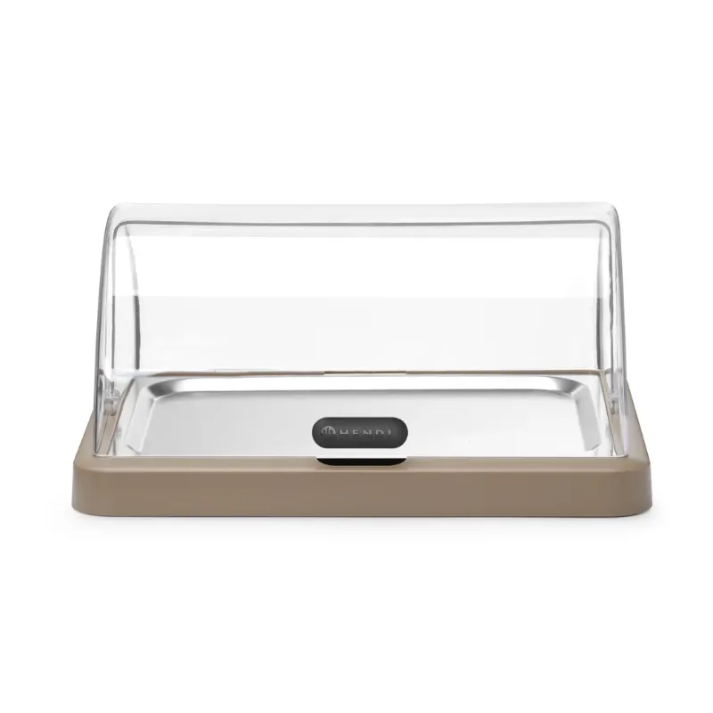Vitrine Buffet à Couvercle Coulissant UNIQ - Beige