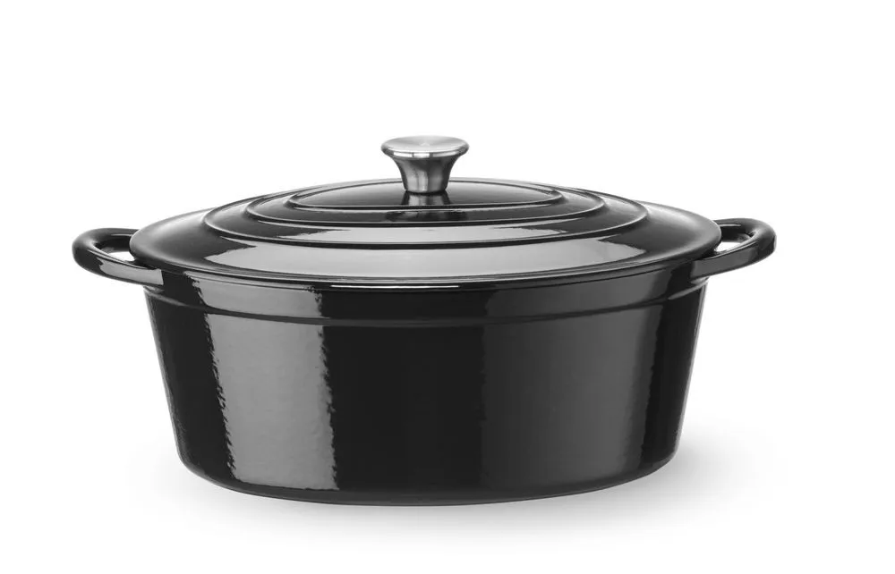 Cocotte en Fonte Émaillée Ovale Noire - 6,88 L