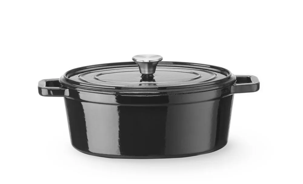 Cocotte en Fonte Émaillée Ovale Noire - 4,4 L
