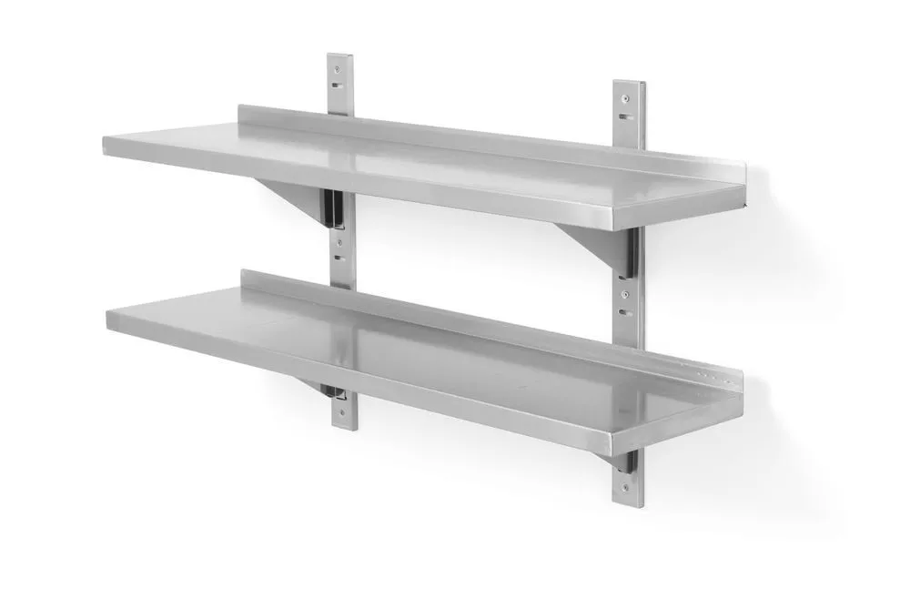 Étagère Murale Réglable 2 Niveaux avec 2 Supports - L 1000 x 300 mm
