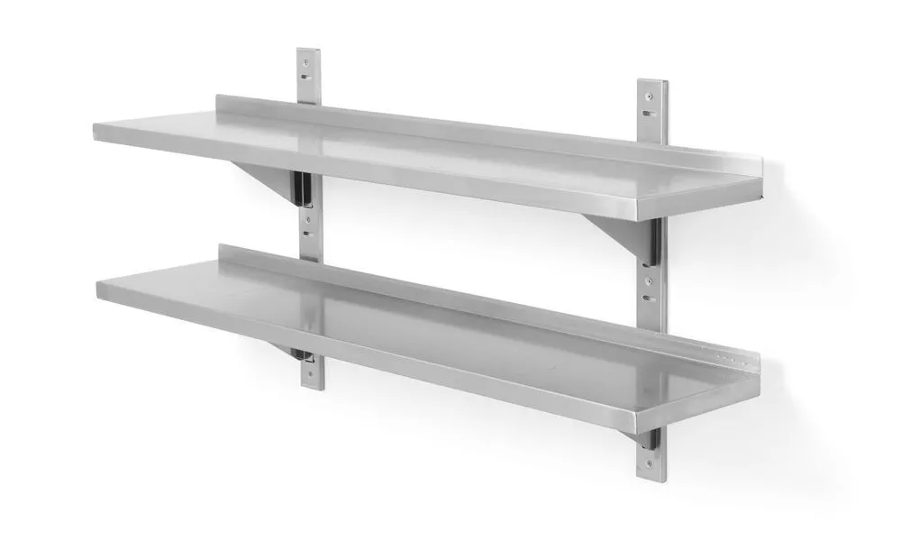 Étagère Murale Réglable 2 Niveaux avec 2 Supports - L 1200 x 300 mm