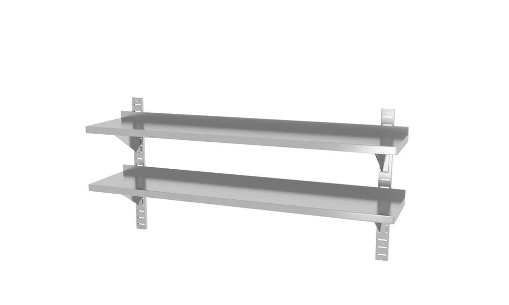 Étagère Murale Réglable 2 Niveaux avec 2 Supports - L 1400 x 300 mm