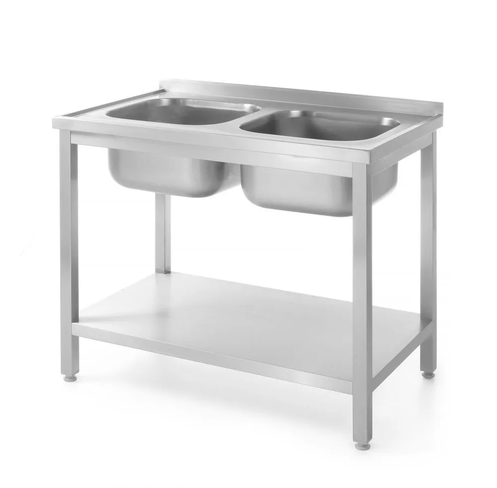 Plonge 2 Bacs Profi Line avec Étagère - P 700 x L 1000 mm