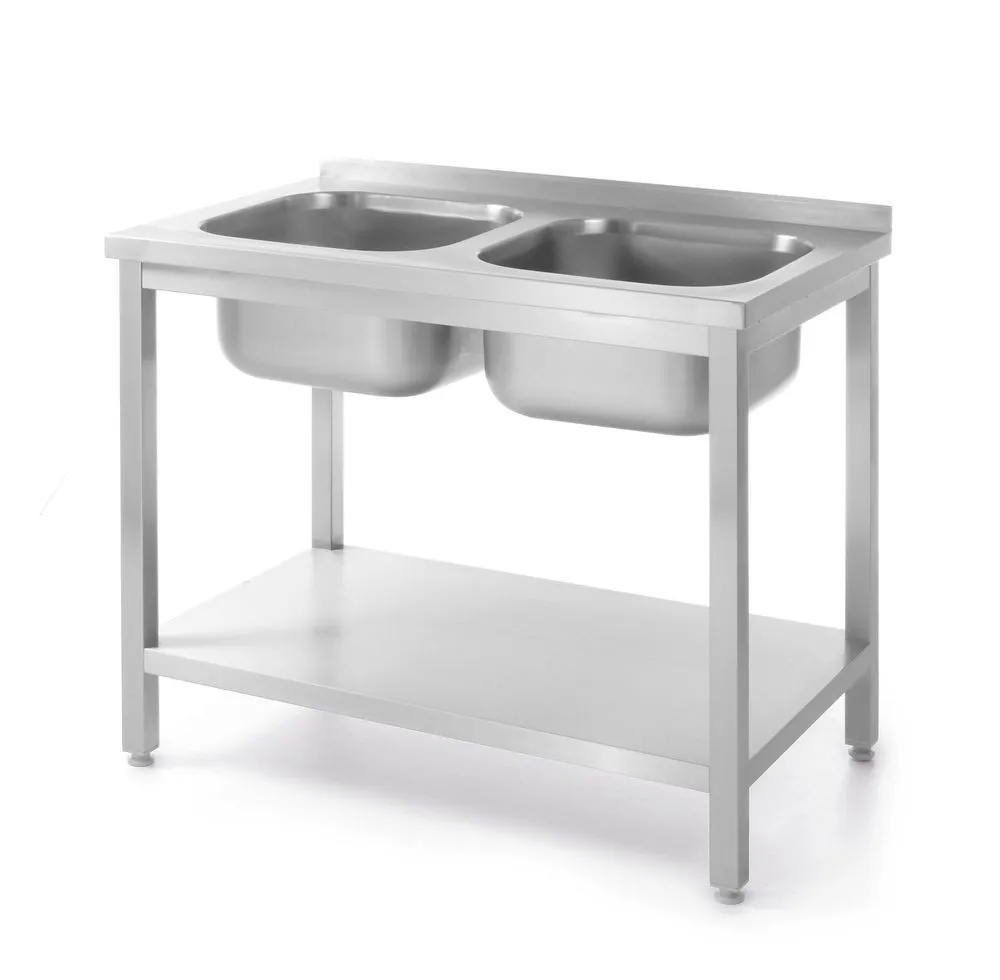Plonge 2 Bacs Kitchen Line avec Étagère - P 600 x L 1000 mm