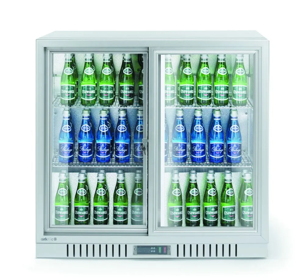 Arrière-Bar Blanc - Doubles Portes Coulissantes - 150 L