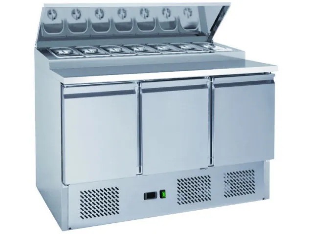 Saladette Compacte - 3 Portes à Toit Ouvrant - 8 Bacs GN 1/6
