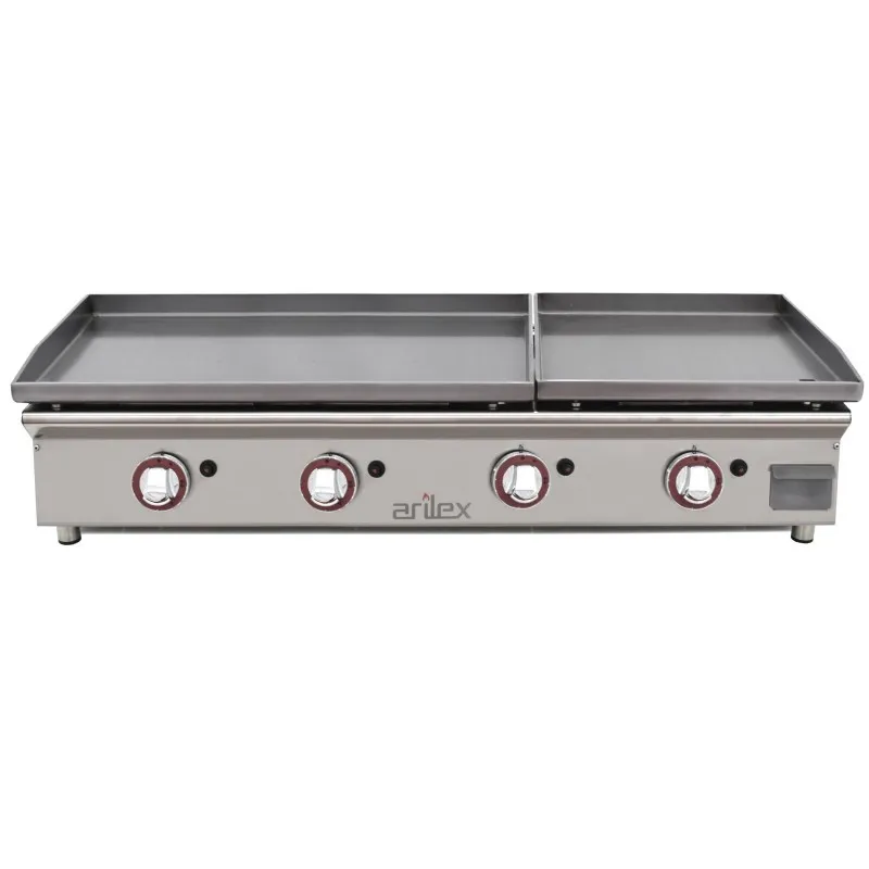 Plancha à Gaz Lisse Double Acier 6 mm - 80 + 40 cm