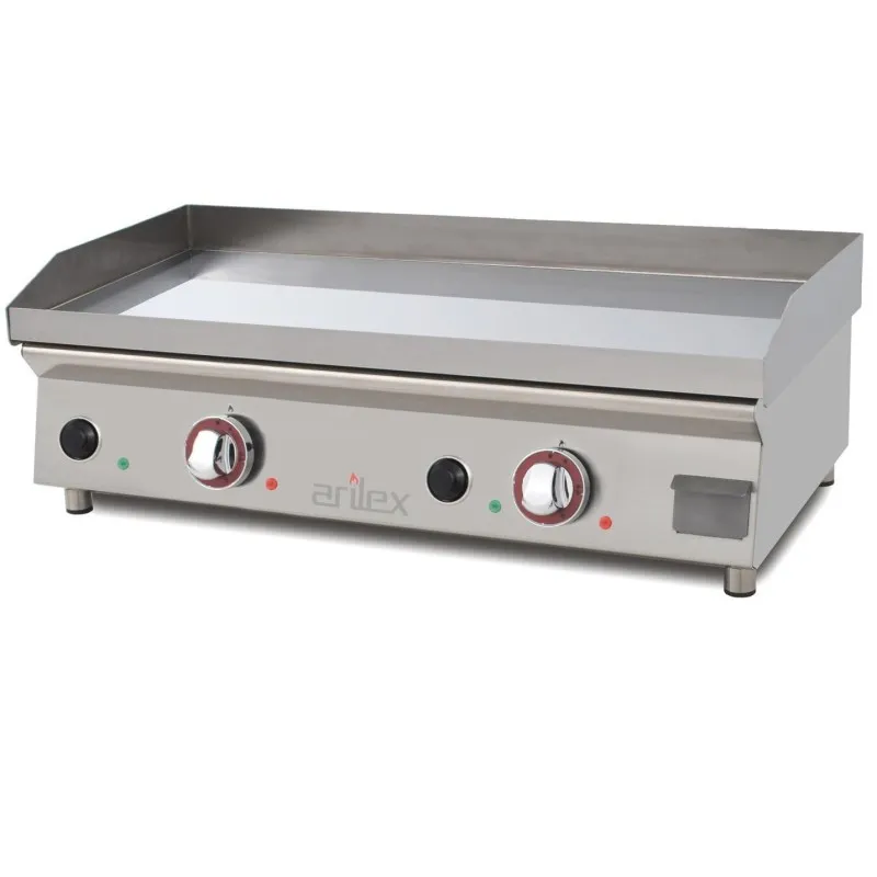Plancha Electrique Lisse Acier 15 mm avec Revêtement Chrome - 80 cm