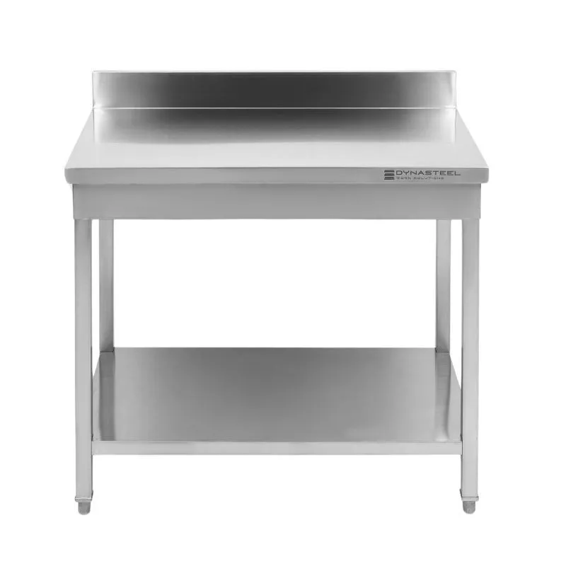 Table de Travail Inox 1600 x 700 mm avec Dosseret et Étagère Basse, Hauteur 950 mm, Cuisine Pro
