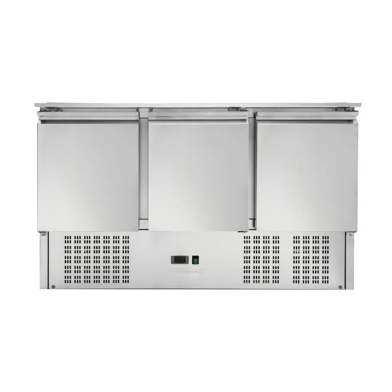 Saladette Compacte 3 Portes - Avec Couvercle Coulissant - 4 Bacs GN 1/1 - Reconditionné