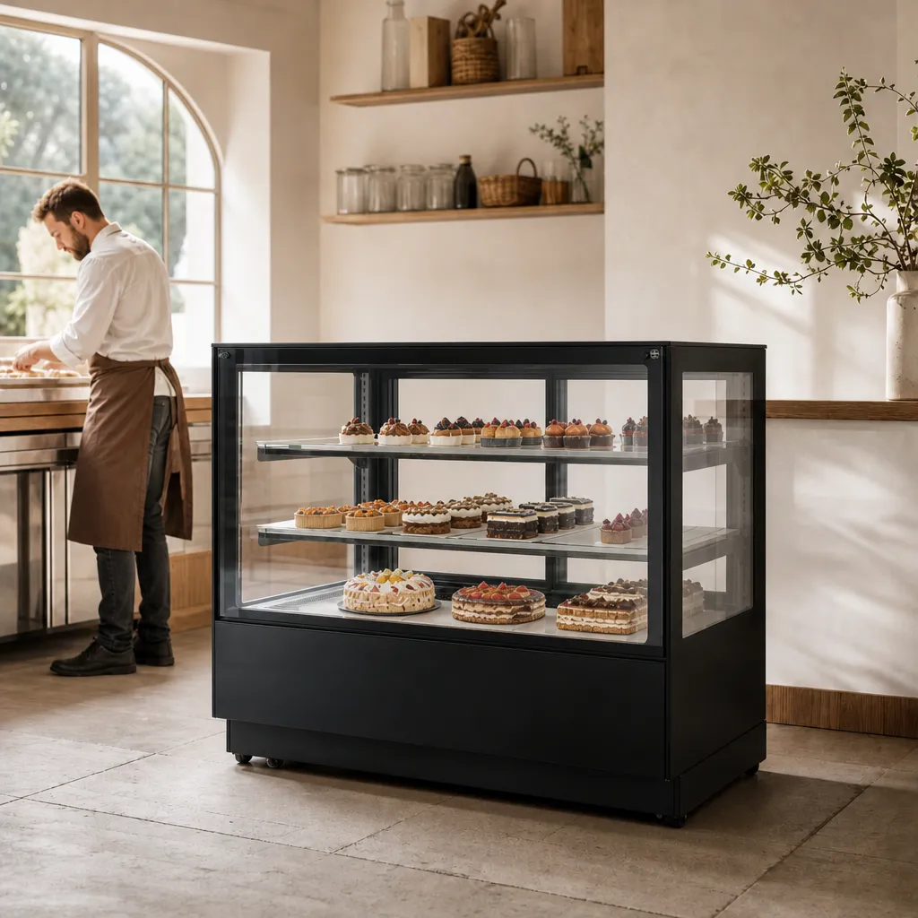 Vitrine Réfrigérée de Présentation 680 L -1/+5 °C, Portes Coulissantes, Éclairage LED, Pâtisserie