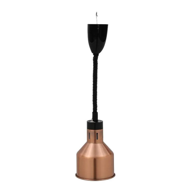 Lampe Chauffante Professionnelle 250 W Ø 175 mm, Suspension Rétractable, Finition Cuivrée, Buffet CHR