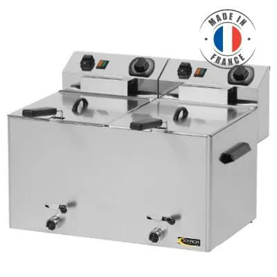 Friteuse Electrique avec Robinet de Vidange - 2 x 8 L