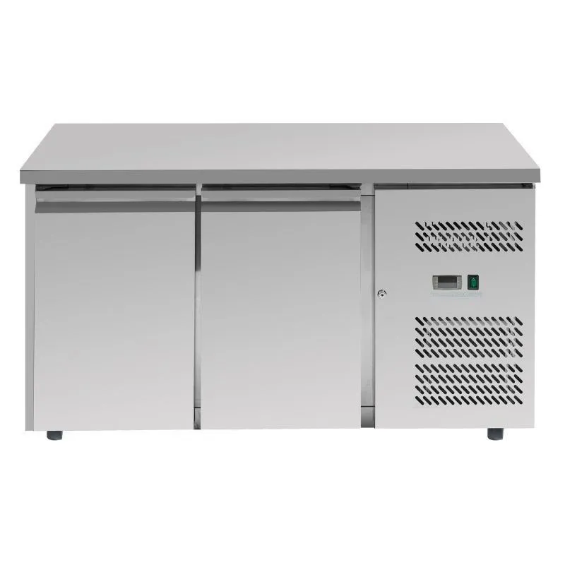 Table Réfrigérée Positive 2 Portes 228 L Froid Ventilé 2/8°C Inox R290 - Profondeur 600